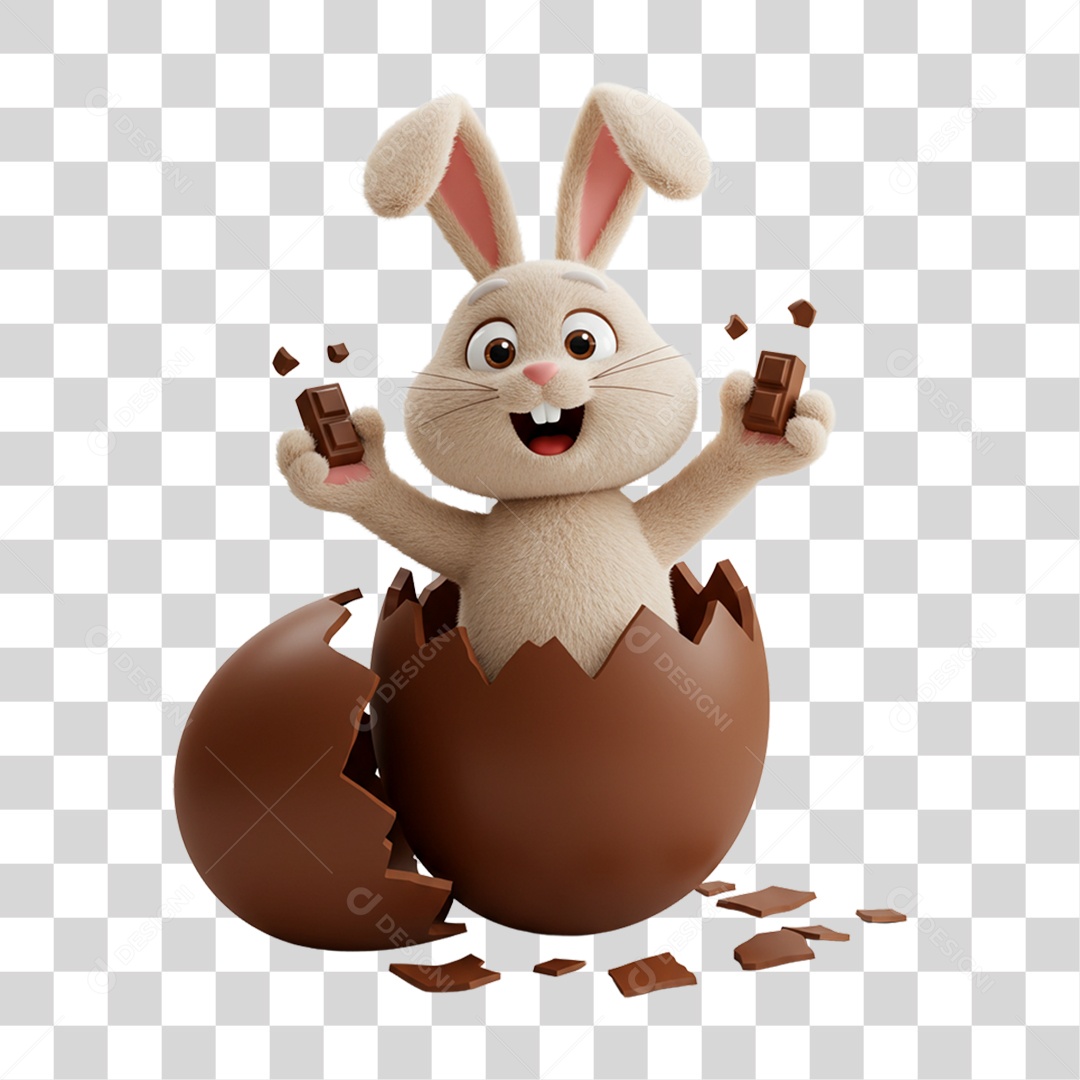 Personagem 3D Coelho da Páscoa PNG Transparente