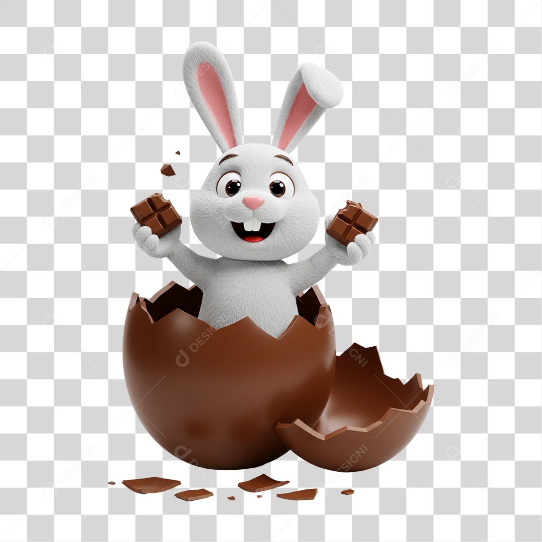 3D Easter Bunny Character Transparent PNG