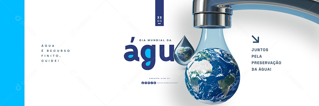 Carrossel Dia Mundial da Água 22 de Março Social Media PSD Editável