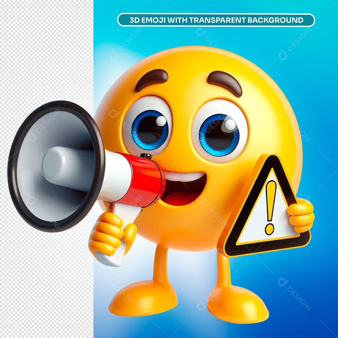 Elemento 3D Emoji Segurando Microfone para Composição PSD