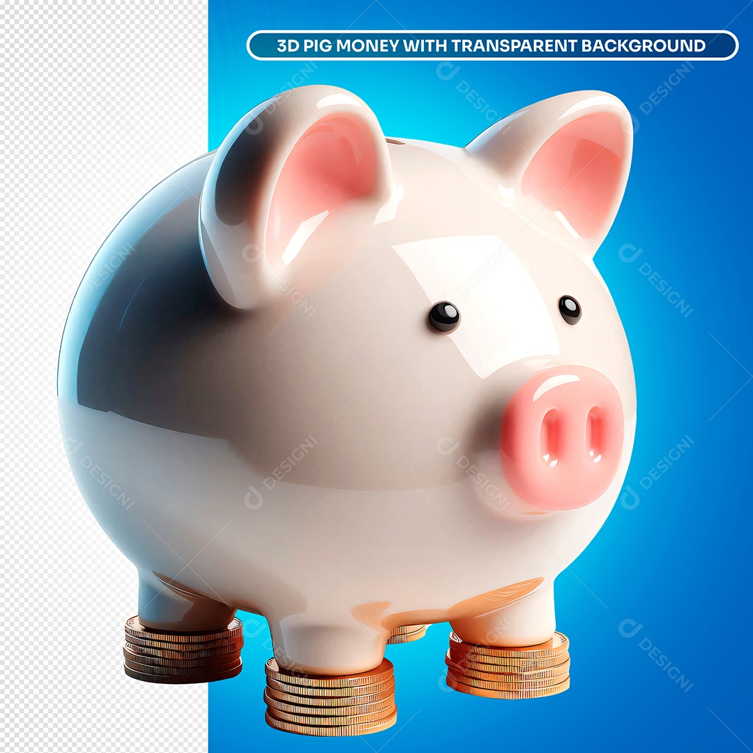 Elemento 3D Cofre de Porquinho para Composição PSD