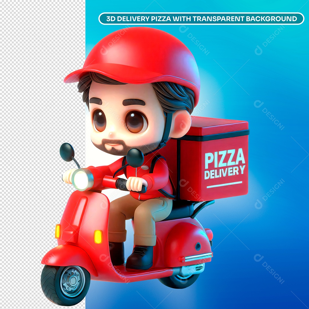 Elemento 3D Personagem Entregador Delivery para Composição PSD