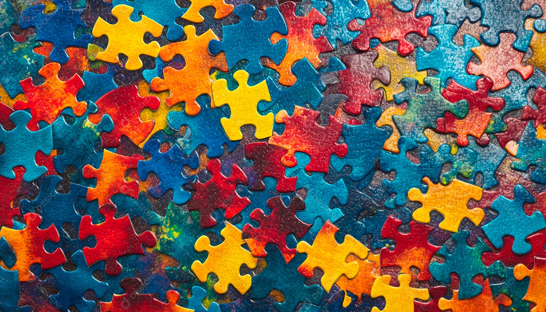 Peças de quebra cabeça coloridas como fundo