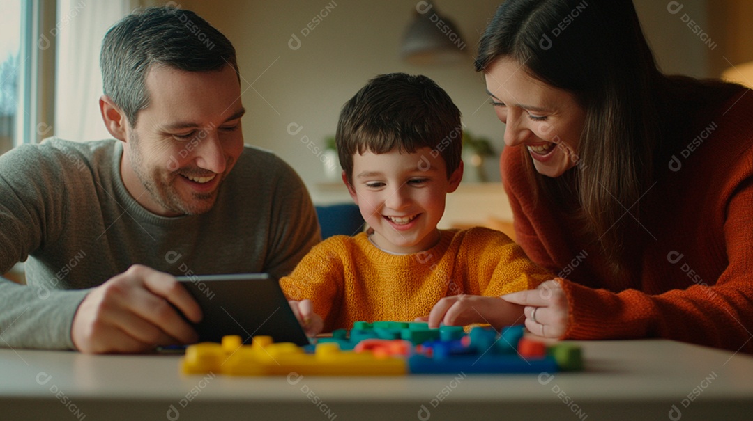 Imagem de uma cena familiar calorosa e amorosa