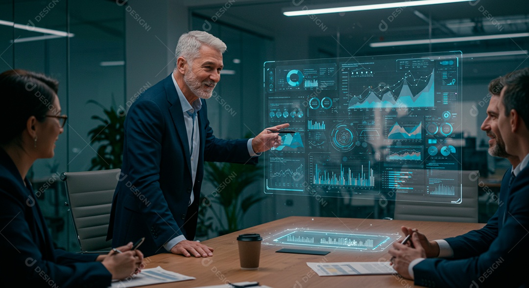 Homem jovem usando tecnologias avançada de IA