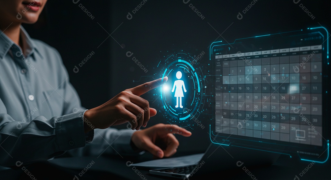 Homem jovem usando tecnologias avançada de IA