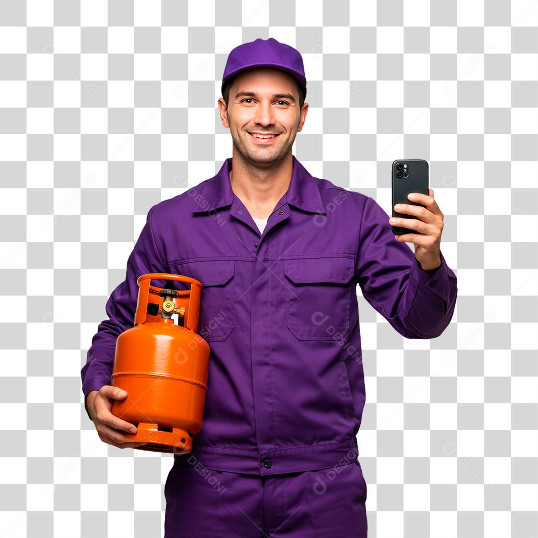 Entregador de Gás PNG Transparente