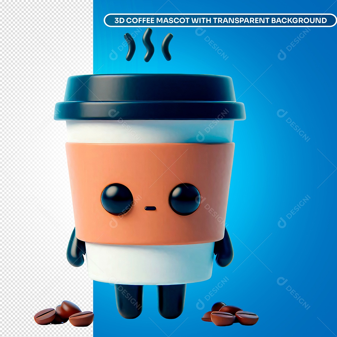 Elemento 3D Copo de Café Para Composição PSD Editável