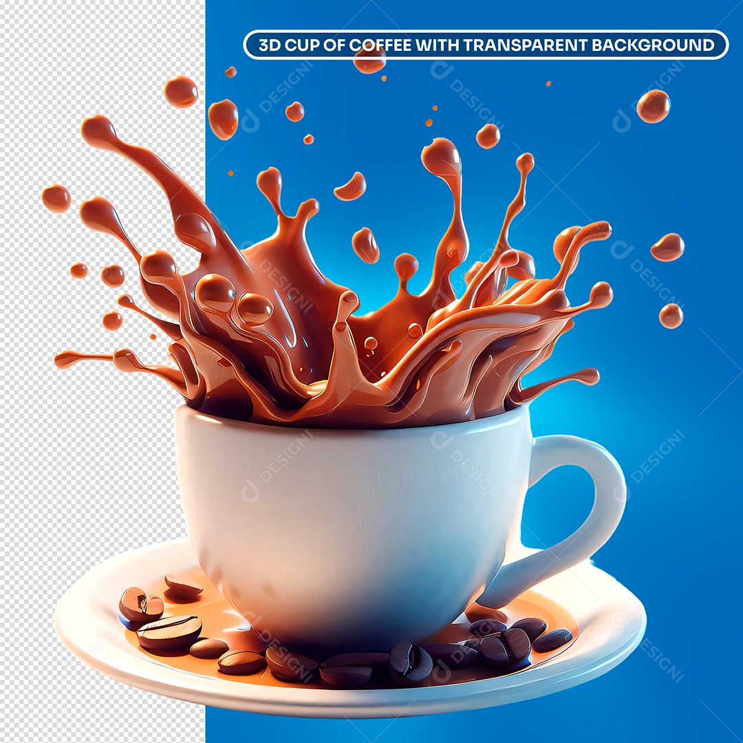 Elemento 3D Copo de Café Para Composição PSD Editável