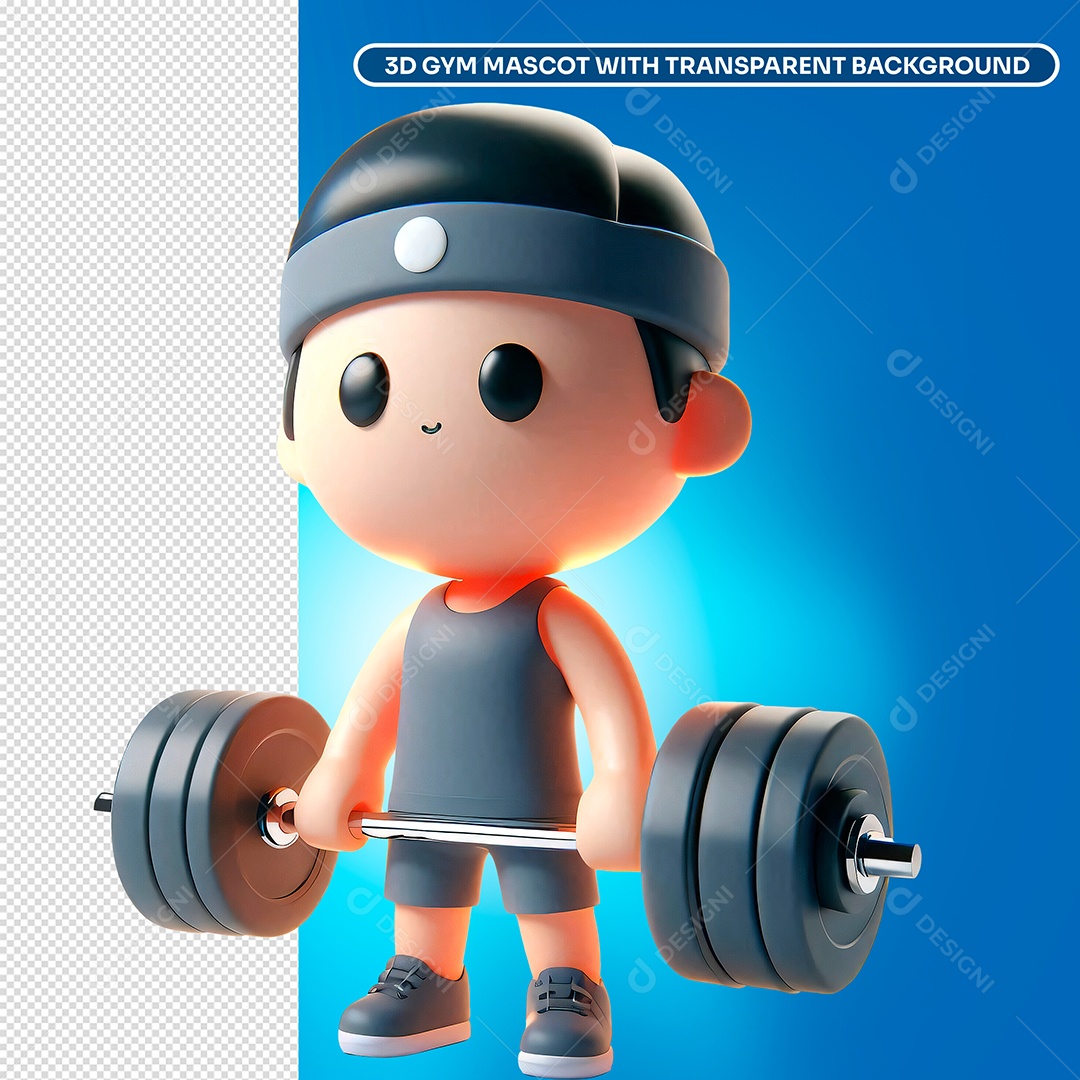 Elemento 3D Personagem Segurndo Halter Para Composição PSD