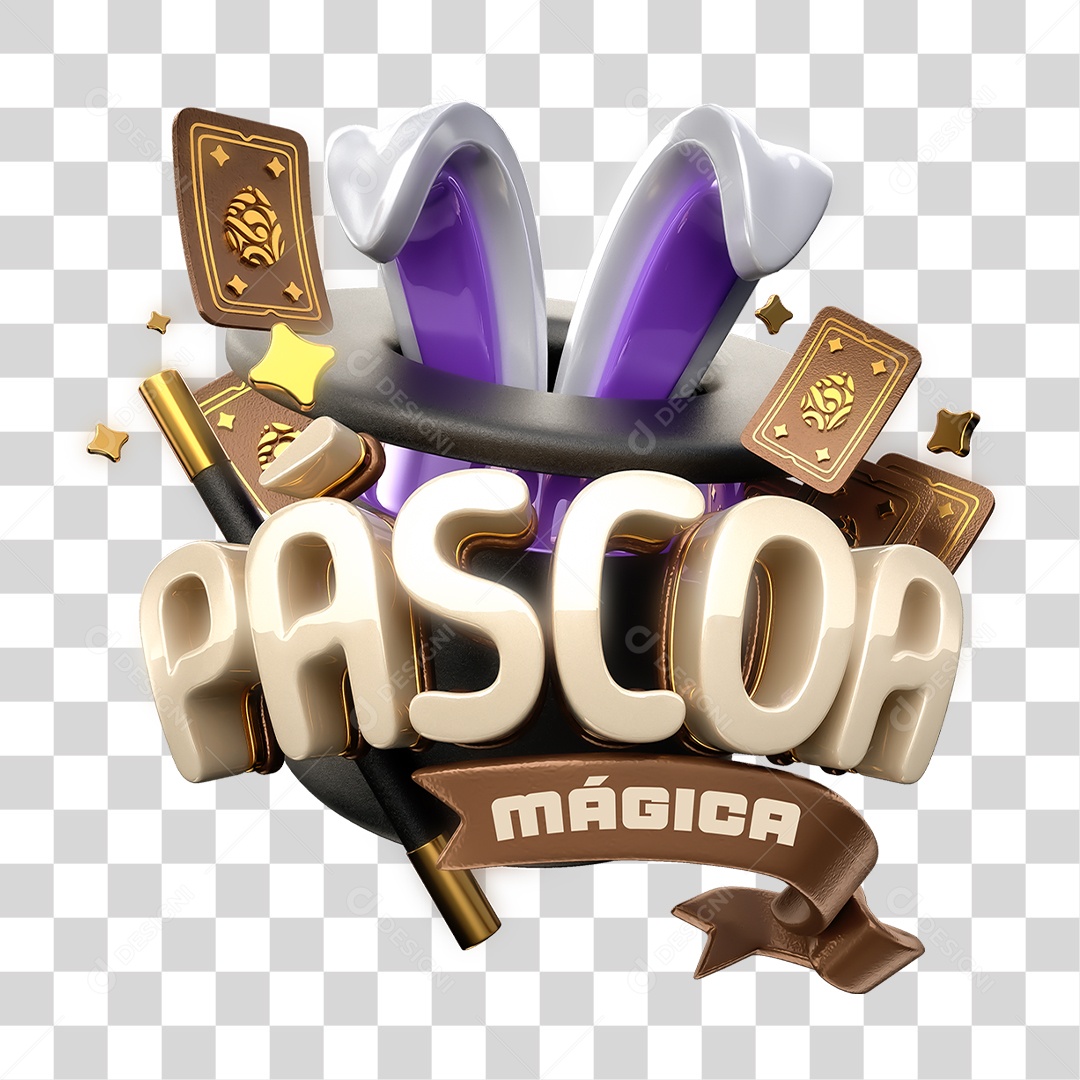 Selo 3D Páscoa Mágica PNG Transparente