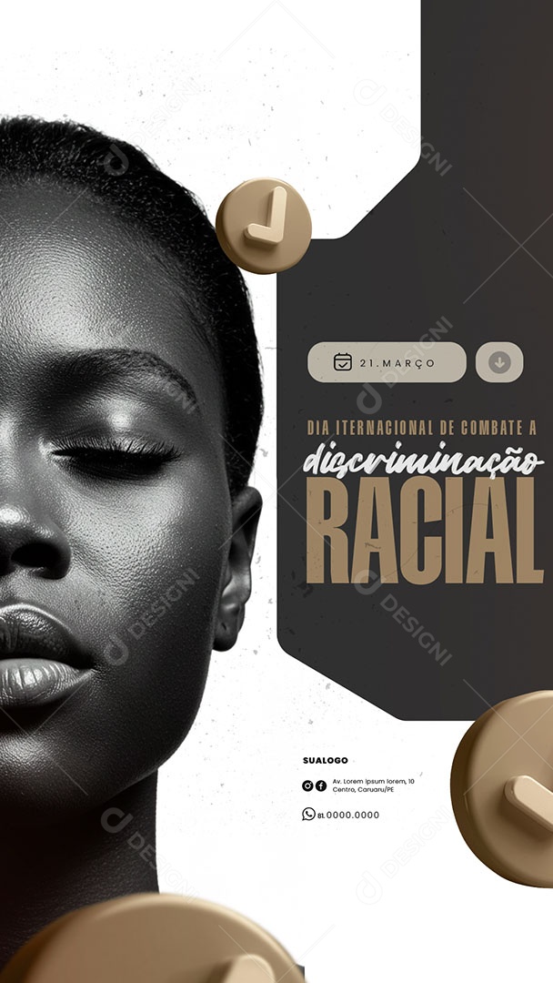 Story Dia Internacional Contra a Discriminação Racial Social Media PSD Editável