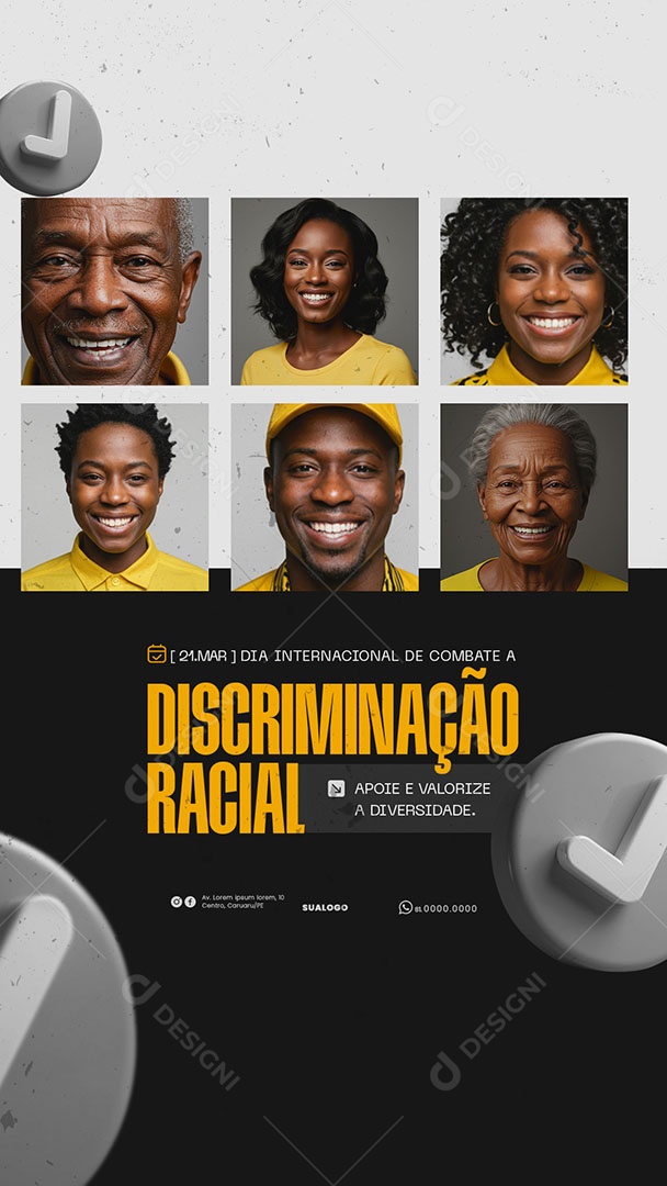 Story Dia Internacional Contra a Discriminação Racial Social Media PSD Editável