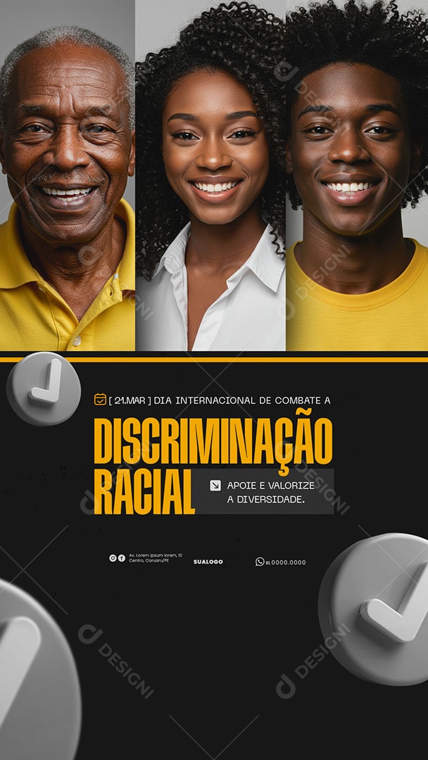 Story Dia Internacional Contra a Discriminação Racial Social Media PSD Editável