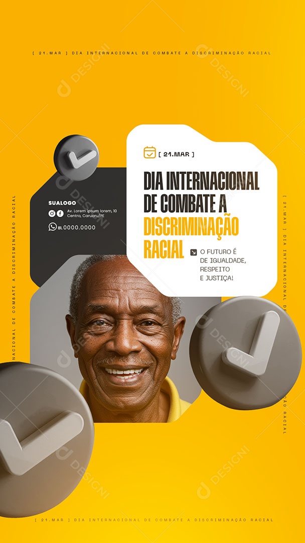 Story Dia Internacional Contra a Discriminação Racial Social Media PSD Editável