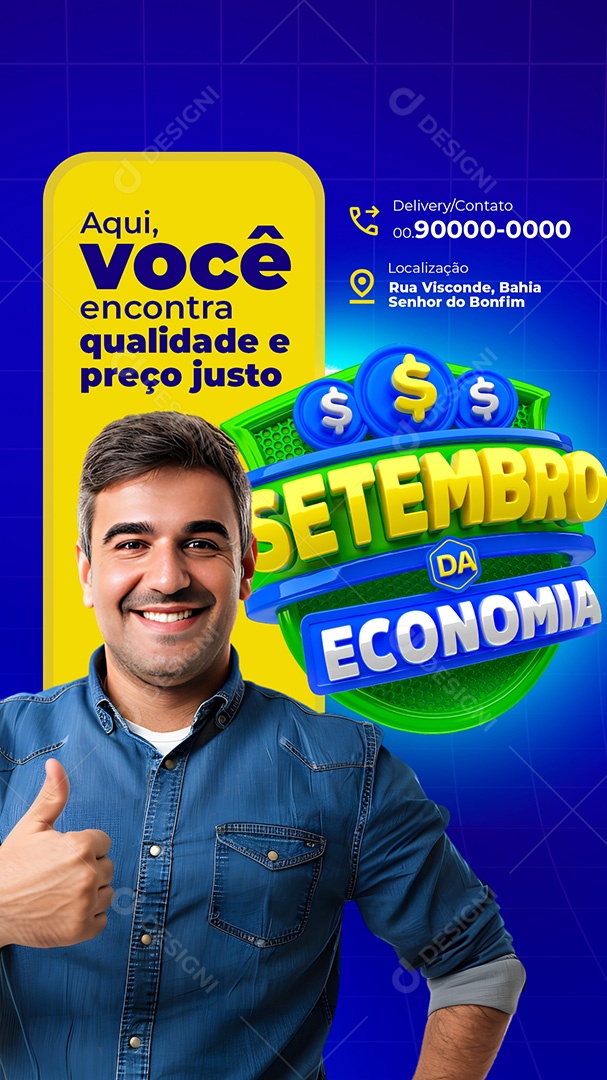 Story Setembro da Economia Supermercado Qualidade e Preço Justo Social Media PSD Editável