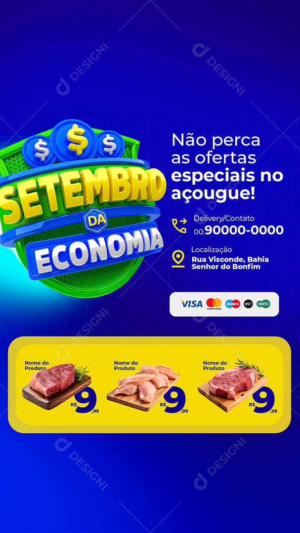 Story Setembro da Economia Supermercado Açougue Social Media PSD Editável