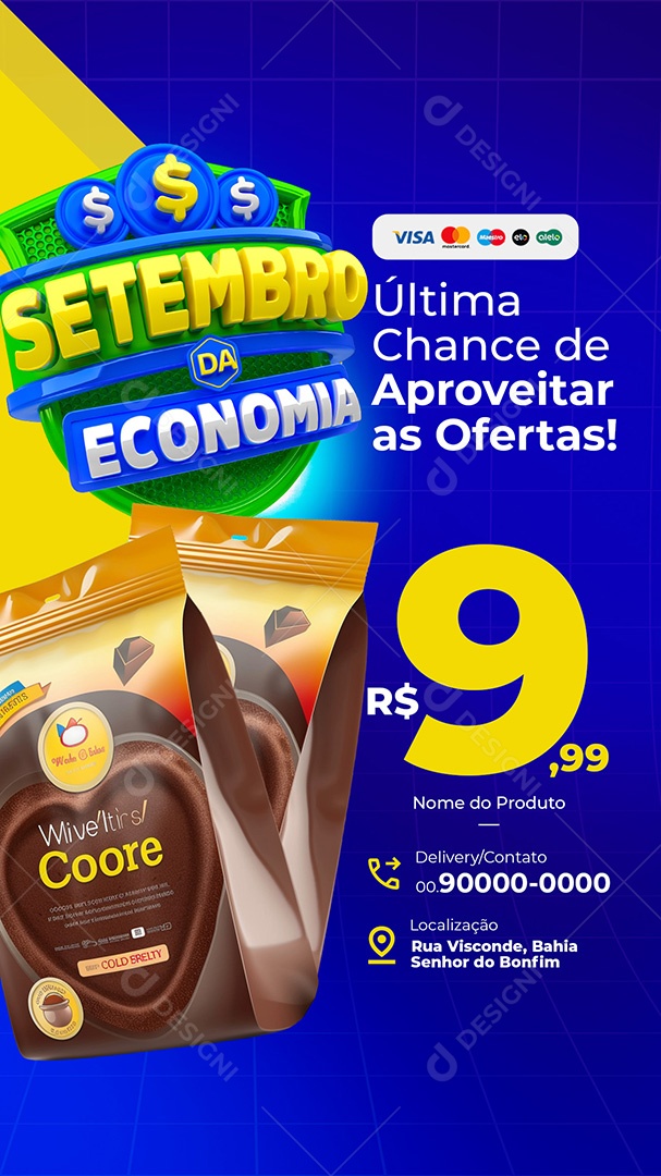 Story Setembro da Economia Supermercado Aproveite as Ofertas Social Media PSD Editável