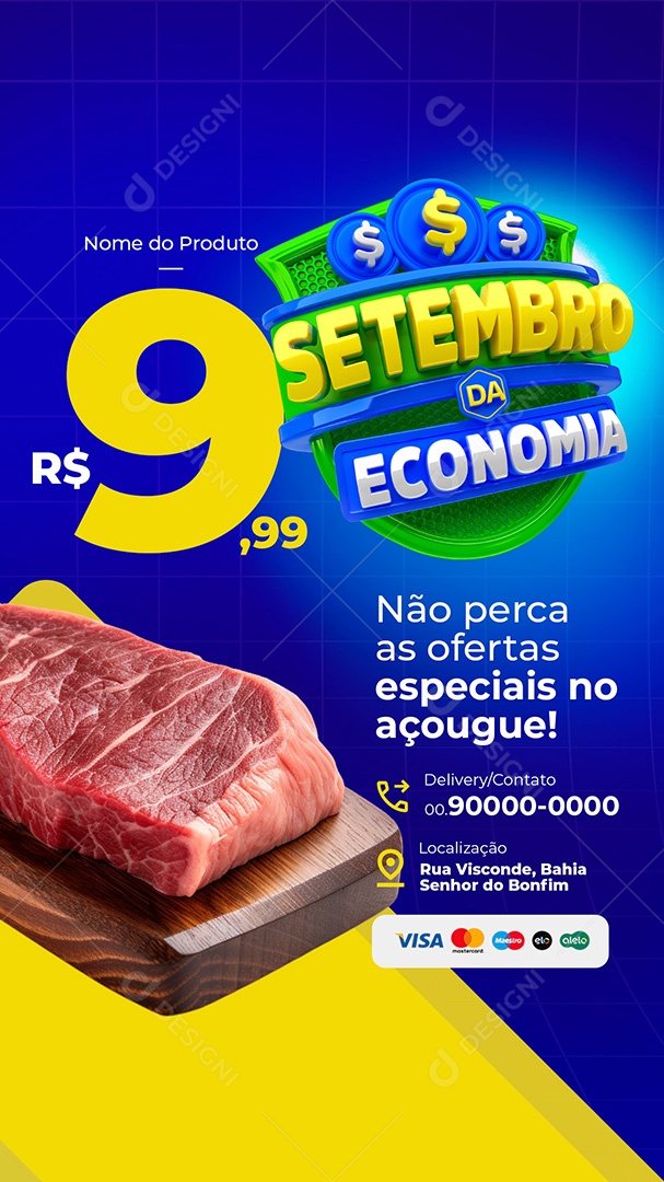 Story Setembro da Economia Supermercado Açougue Social Media PSD Editável