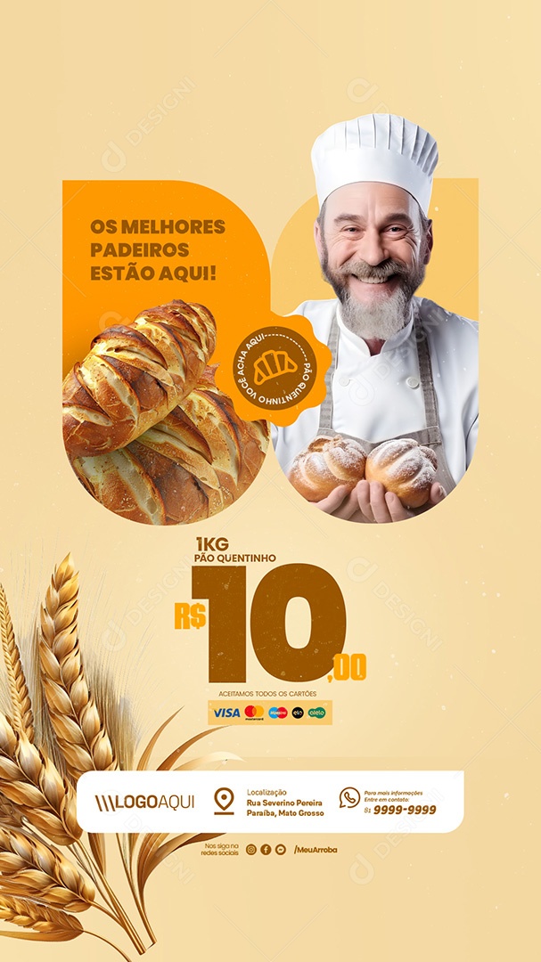Story Padaria Os Melhores Padeiros Estão Aqui Social Media PSD Editável
