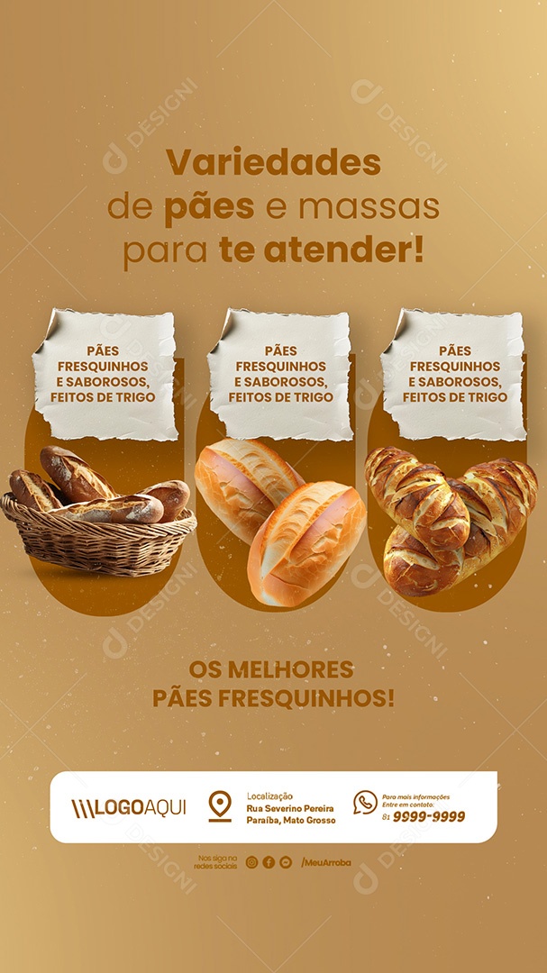 Story Padaria Variedades de Pães Social Media PSD Editável
