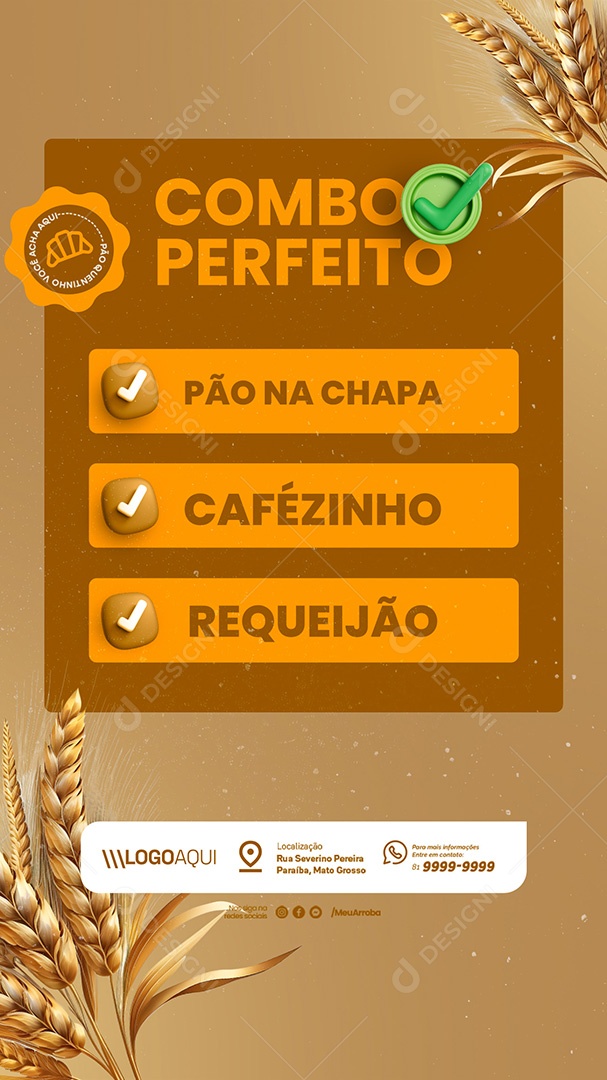 Story Padaria Combo Perfeito Social Media PSD Editável