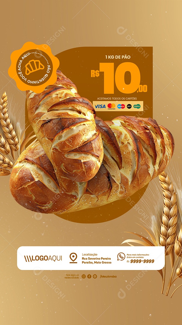 Story Padaria 1 KG de Pão Social Media PSD Editável