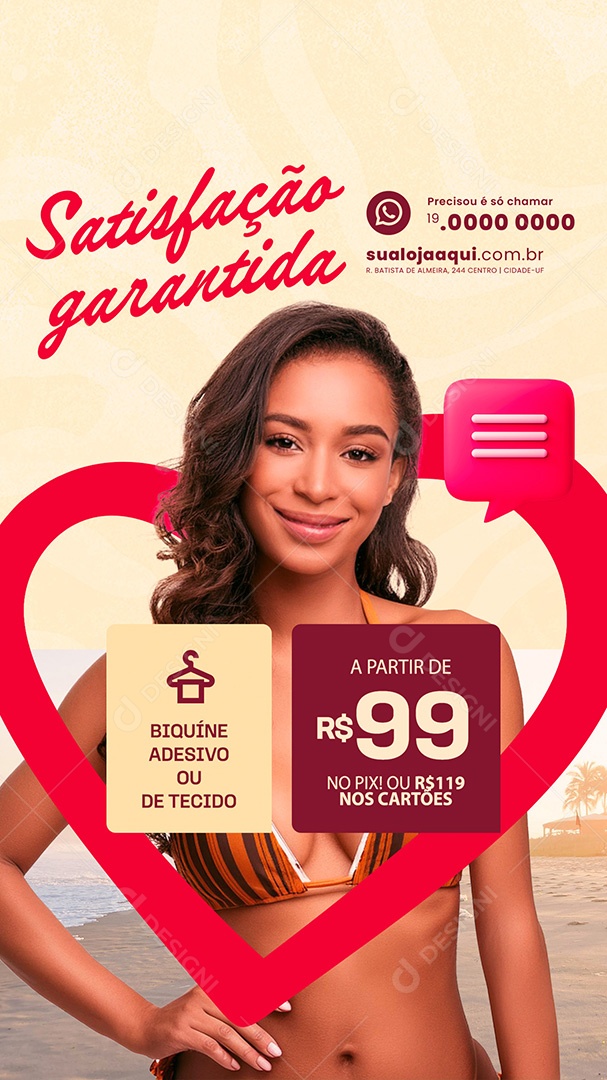 Story Bronzeamento Satisfação Garantida Social Media PSD Editável