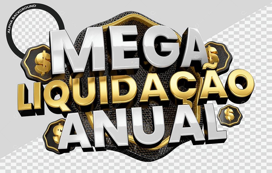 Selo 3D Mega Liquidação Anual Para Composição PSD