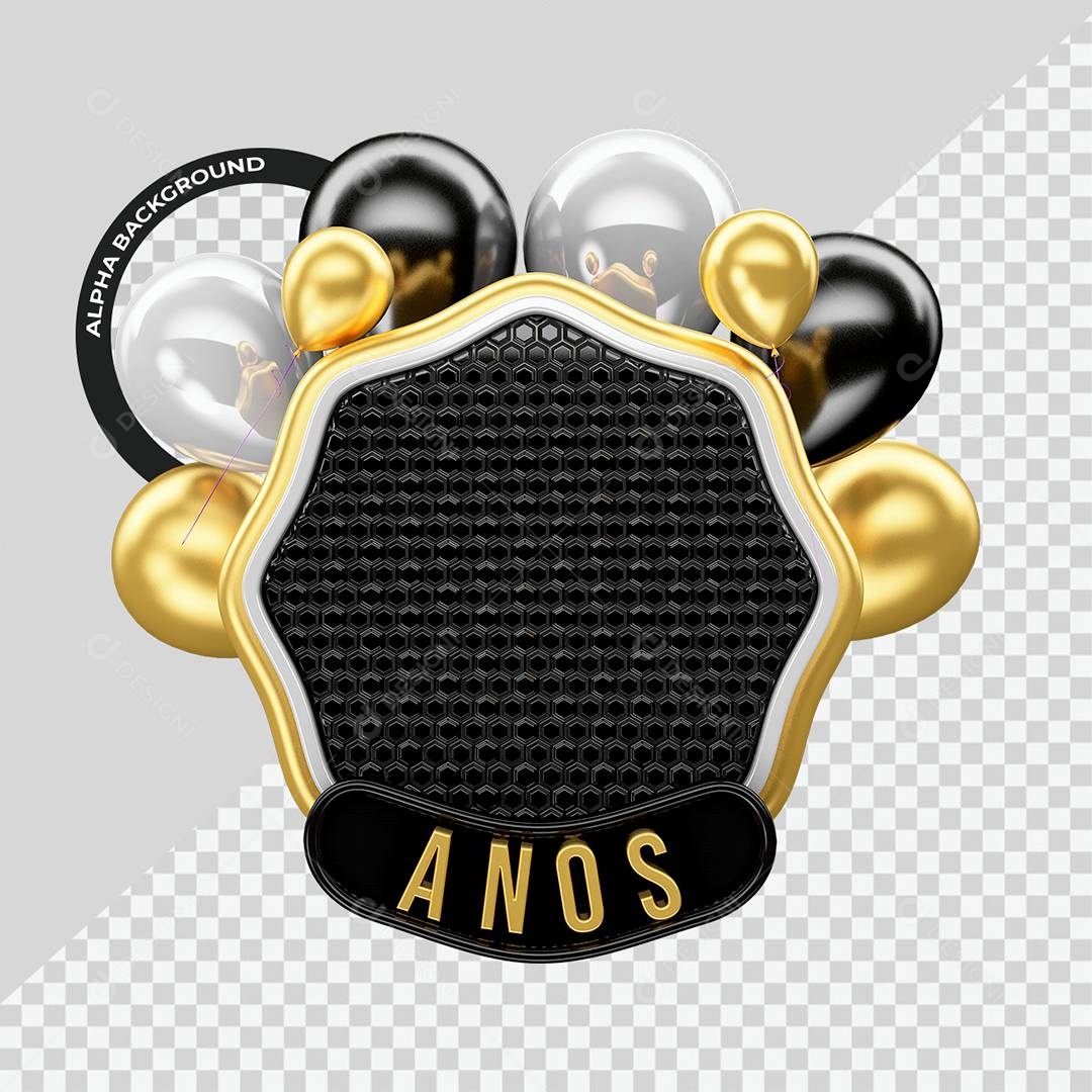 Aniversário de  Anos Selo 3D Para Composição PSD