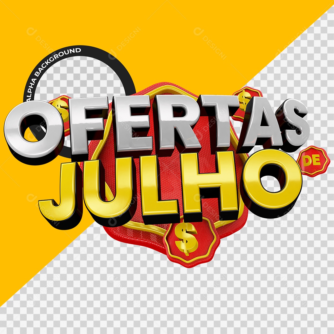 Ofertas de Julho Selo 3D Para Composição PSD
