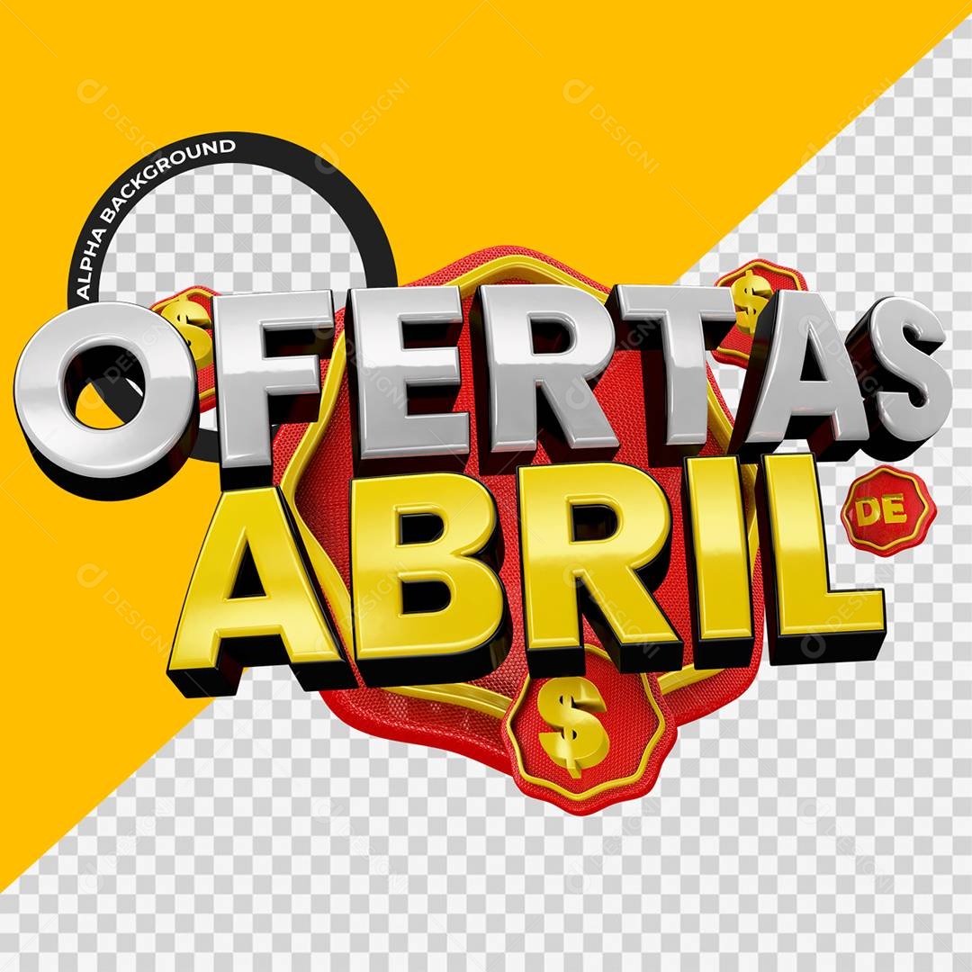 Ofertas de Abril Selo 3D Para Composição PSD