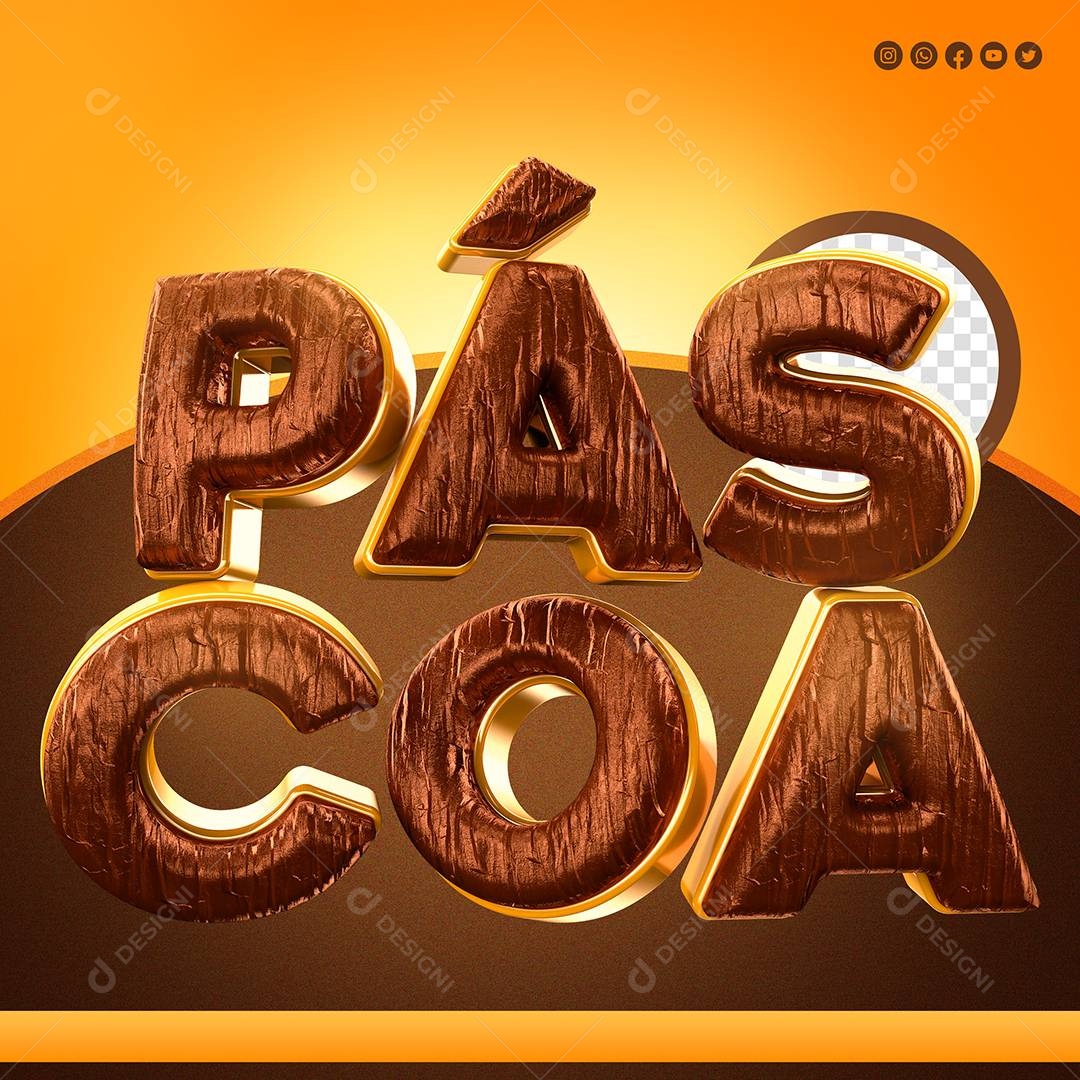 Semana de Páscoa Texto 3D Para Composição PSD