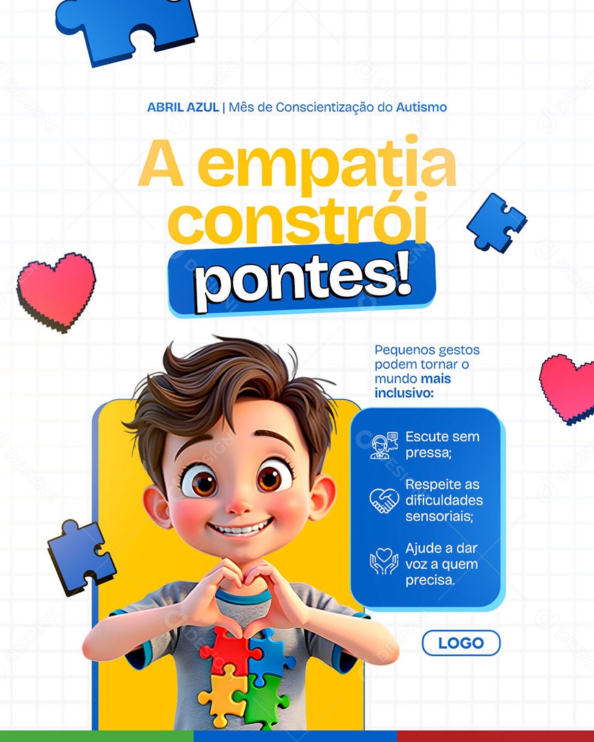 Dia Mundial de Conscientização do Autismo Abril Azul Social Media PSD Editável