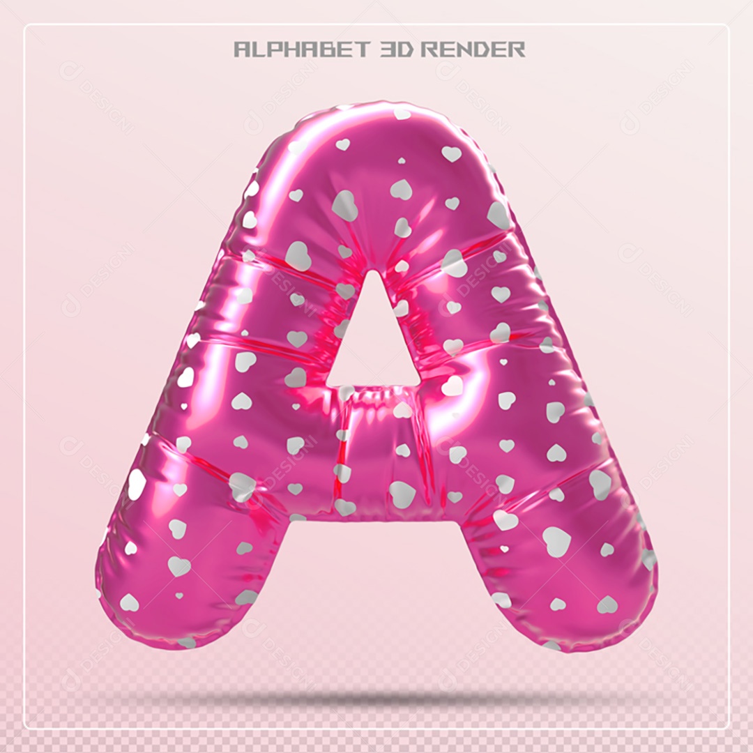 Elemento 3D Letra A Rosa Para Composição PSD
