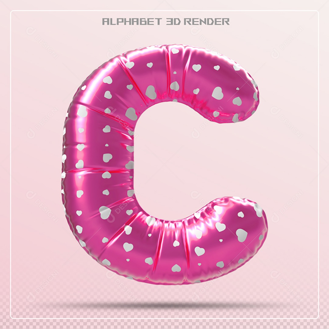 Elemento 3D Letra C Rosa Para Composição PSD