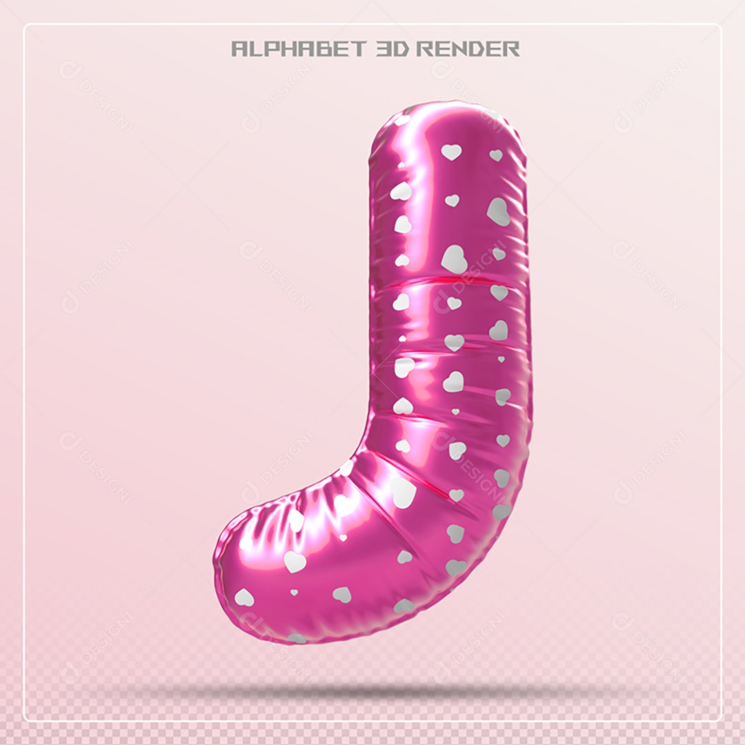 Elemento 3D Letra J Rosa Para Composição PSD