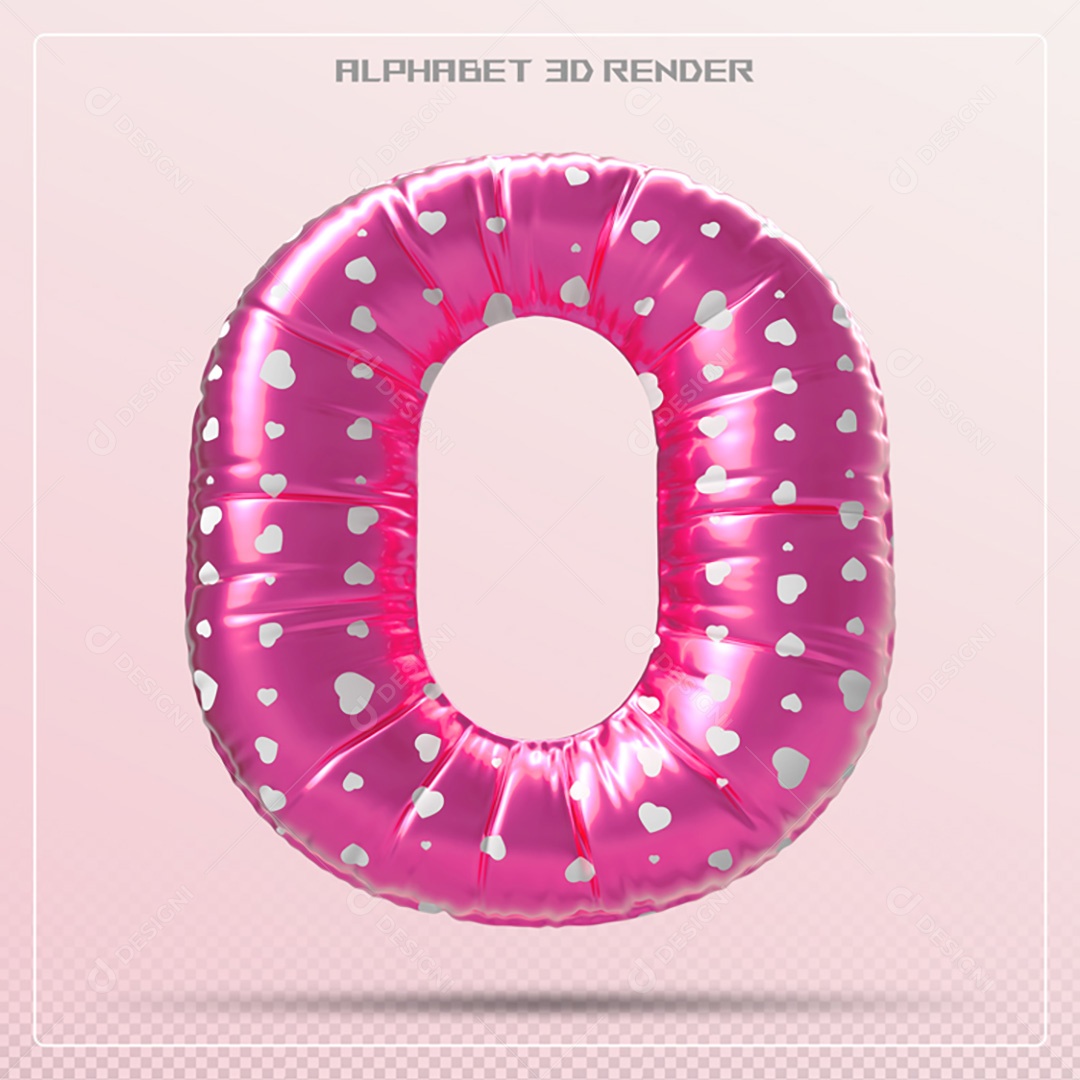 Elemento 3D Letra O Rosa Para Composição PSD