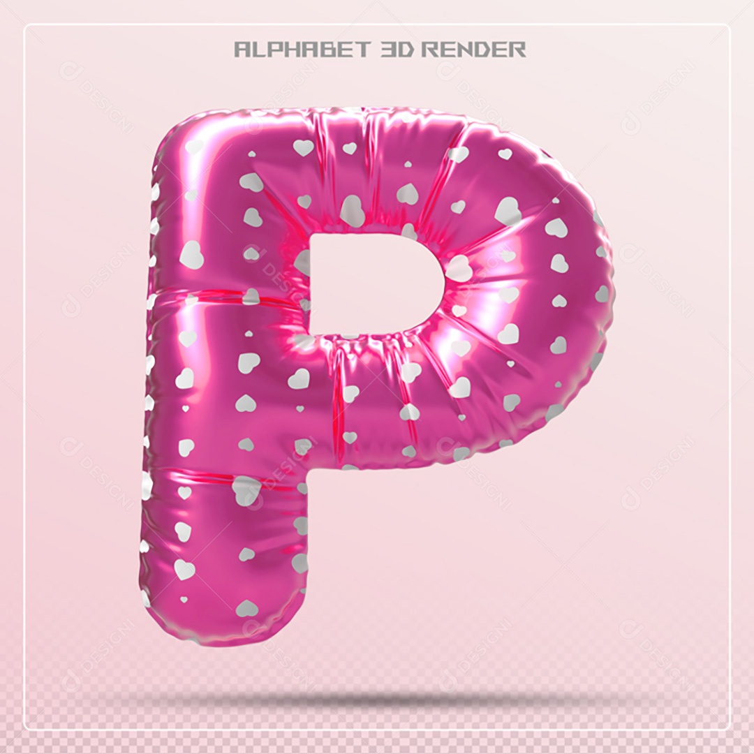 Elemento 3D Letra P Rosa Para Composição PSD