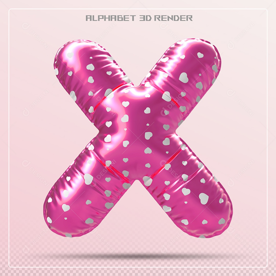 Elemento 3D Letra X Rosa Para Composição PSD