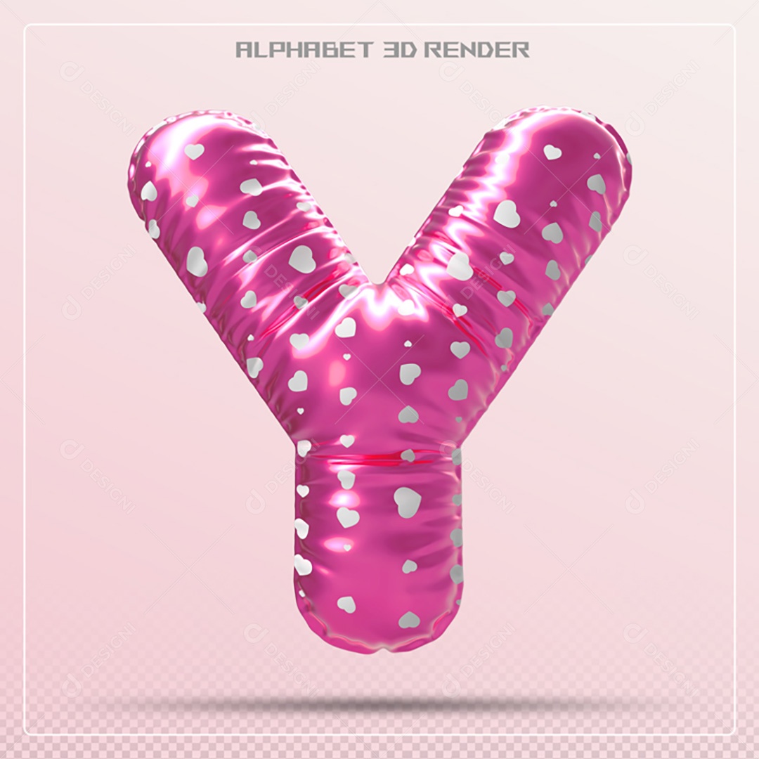 Elemento 3D Letra Y Rosa Para Composição PSD