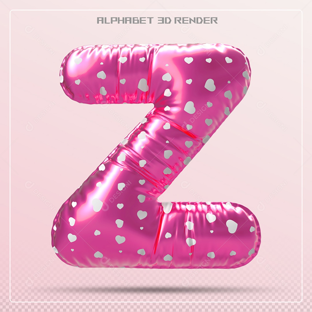 Elemento 3D Letra Z Rosa Para Composição PSD