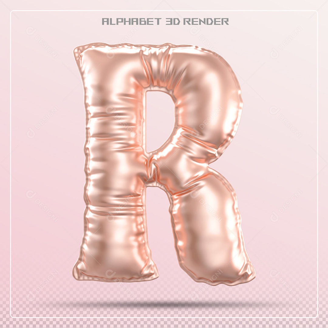 Elemento 3D Letra R Rosa Para Composição PSD