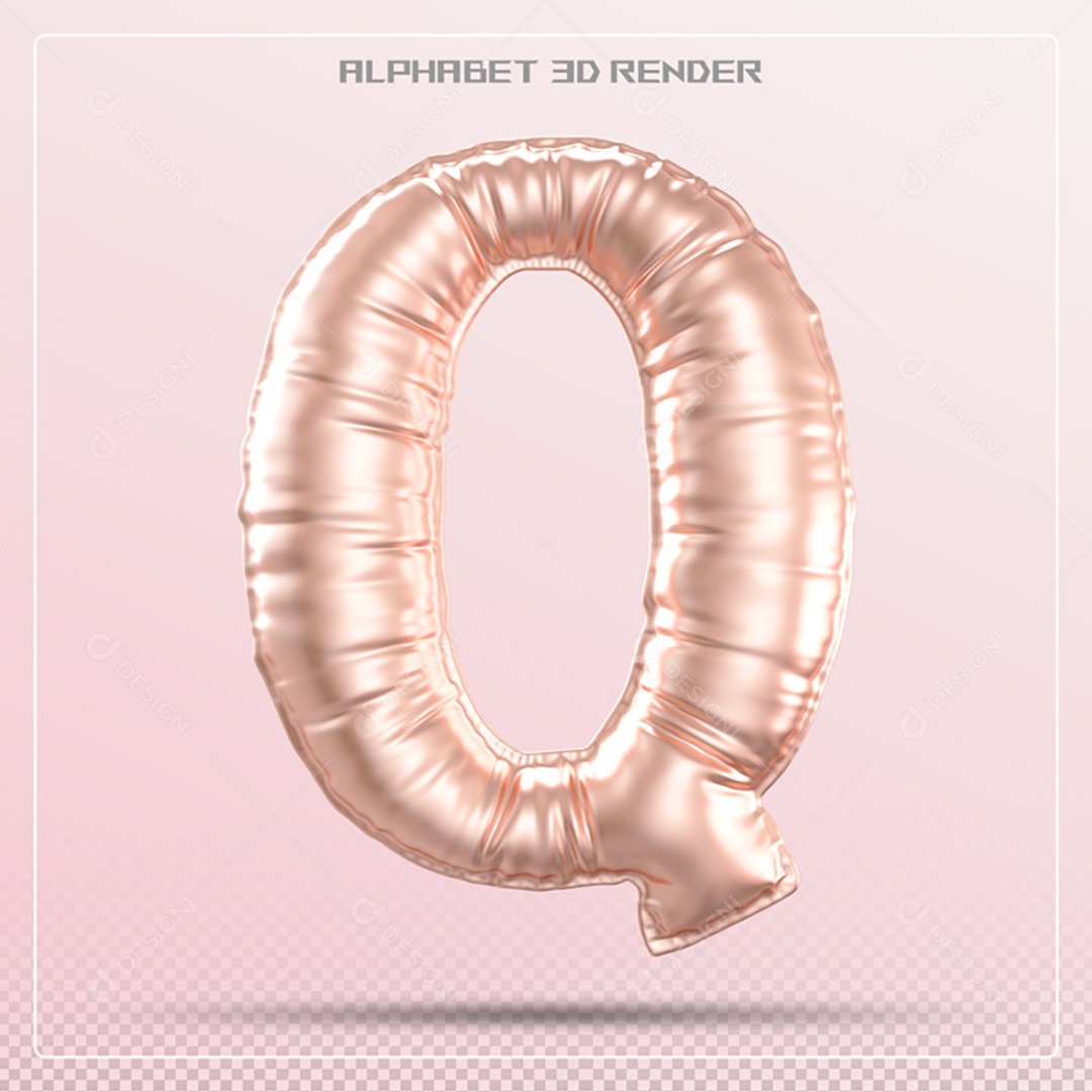 Elemento 3D Letra Q Rosa Para Composição PSD