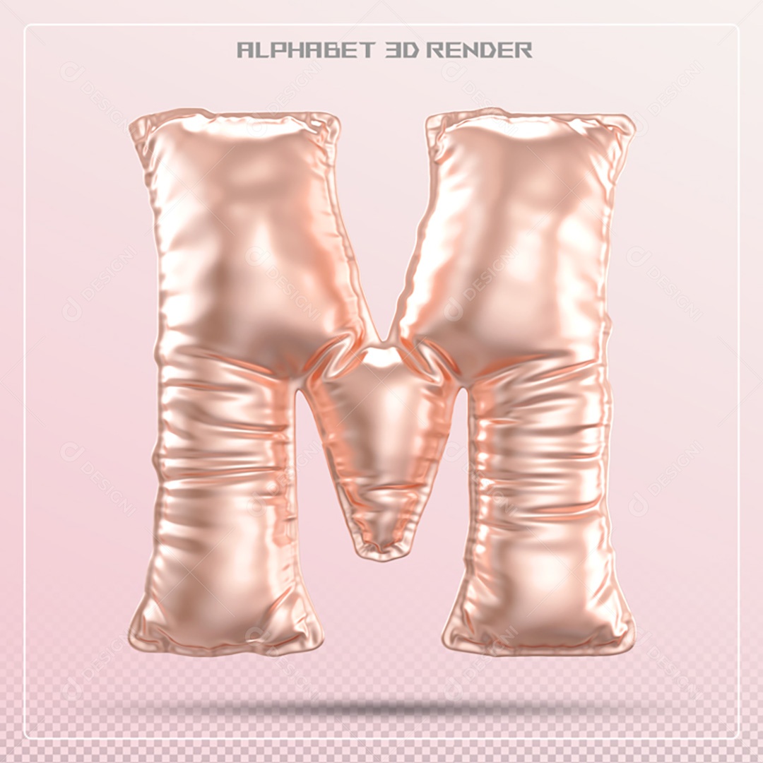 Elemento 3D Letra M Rosa Para Composição PSD