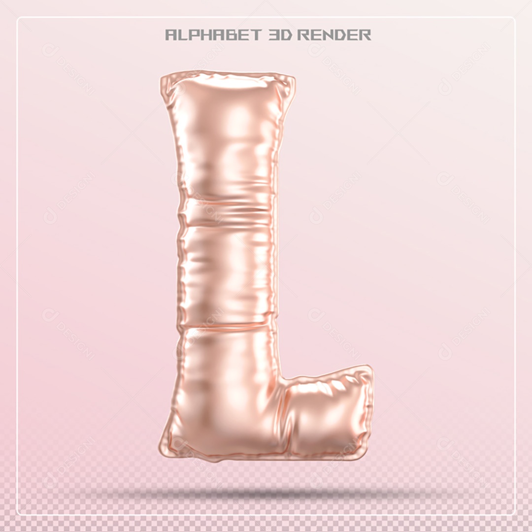 Elemento 3D Letra L Rosa Para Composição PSD