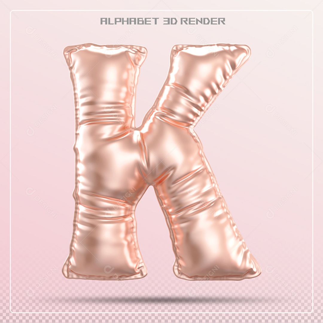 Elemento 3D Letra K Rosa Para Composição PSD