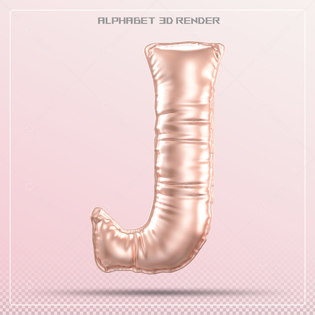 Elemento 3D Letra J Rosa Para Composição PSD