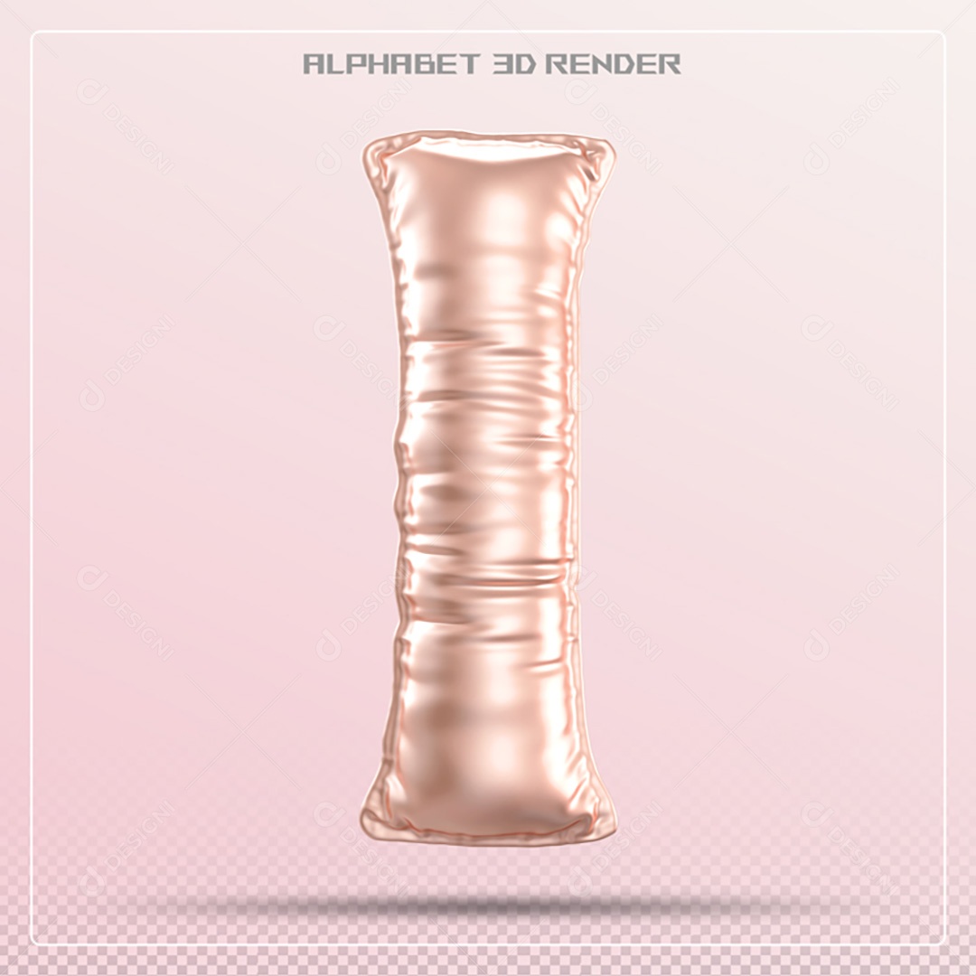 Elemento 3D Letra I Rosa Para Composição PSD