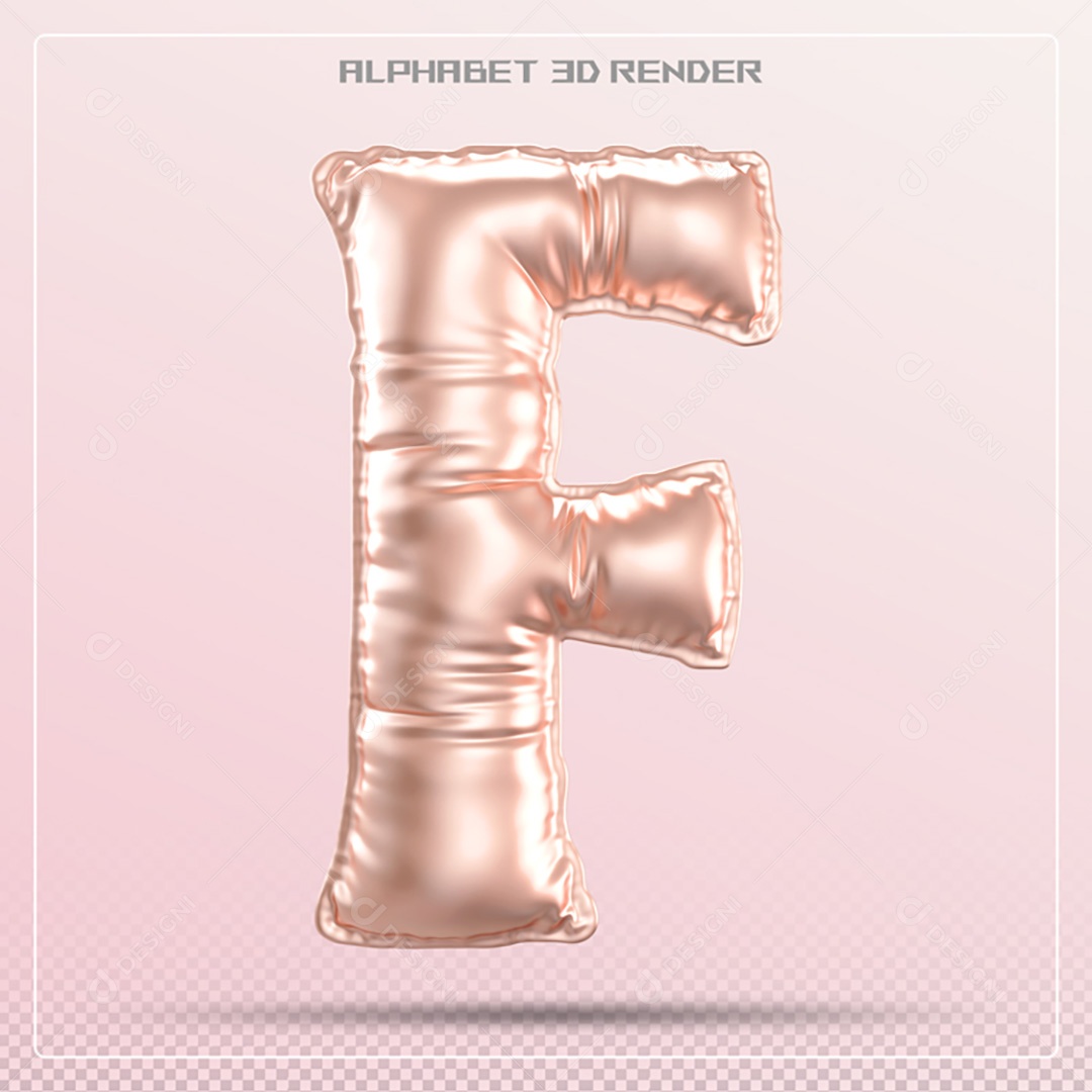 Elemento 3D Letra F Rosa Para Composição PSD